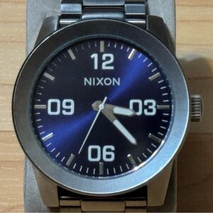 Nixon The Corporal Take Charge Blue Dial Stainless Men's Analog Surf Watch RUNS